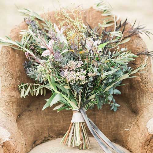 simple garden style boho wedding bouquet