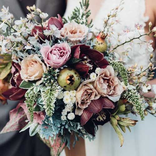 boho bouquet with cymbidium orchids