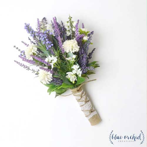 boho wedding bouquet with lavender