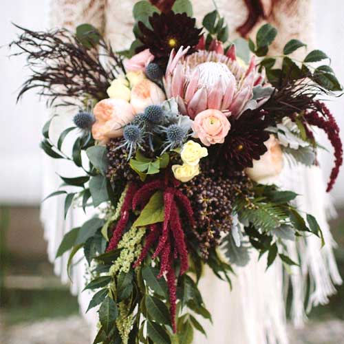 burgundy boho wedding bouquet