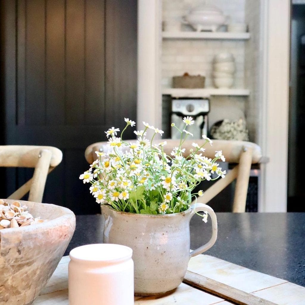chamomille cup farmhouse flower arrangement