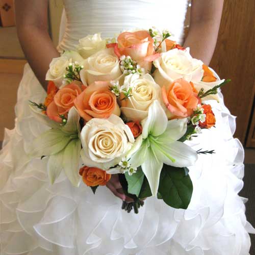 ivory orange wedding bouquet