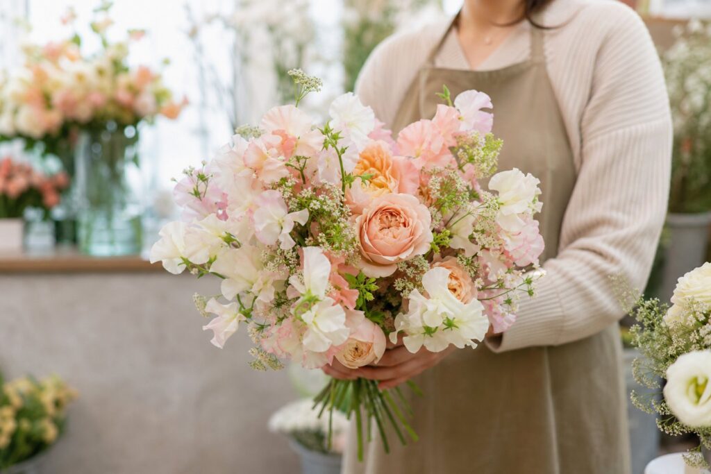 sweetpea wedding bouquet
