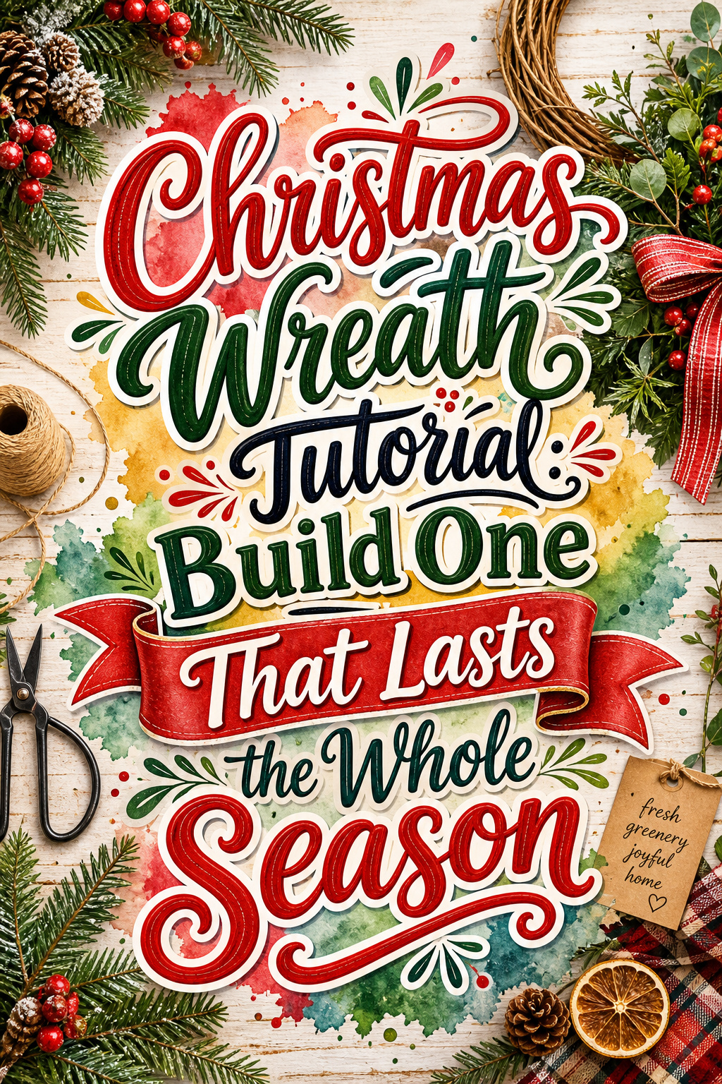 Pinterest graphic for Christmas Wreath Tutorial: Build One That Lasts the Whole Season
