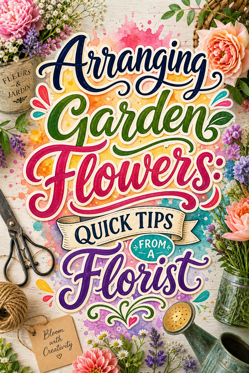 Pinterest graphic for arranging garden flowers quick tips