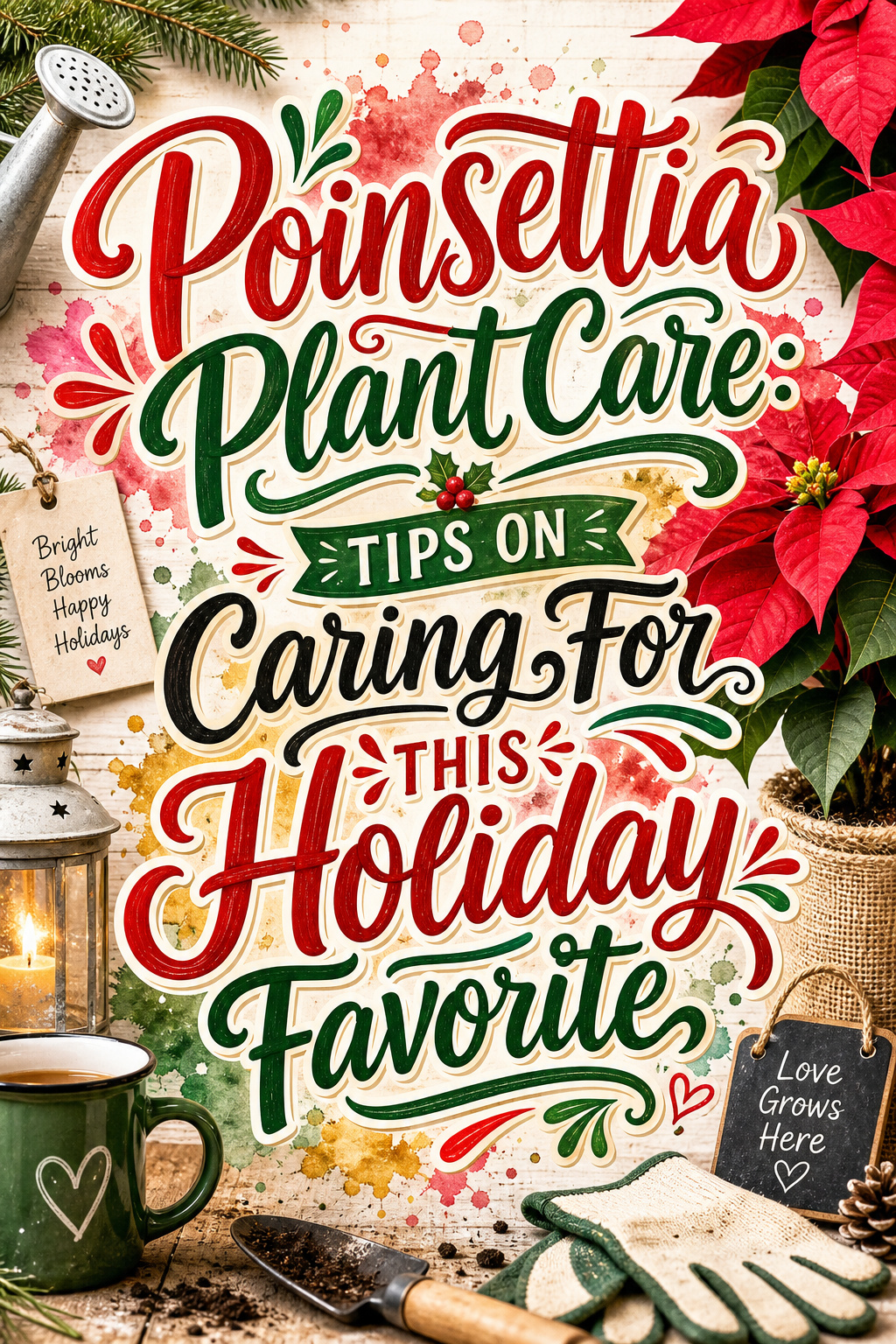 Pinterest graphic for poinsettia plant care tips