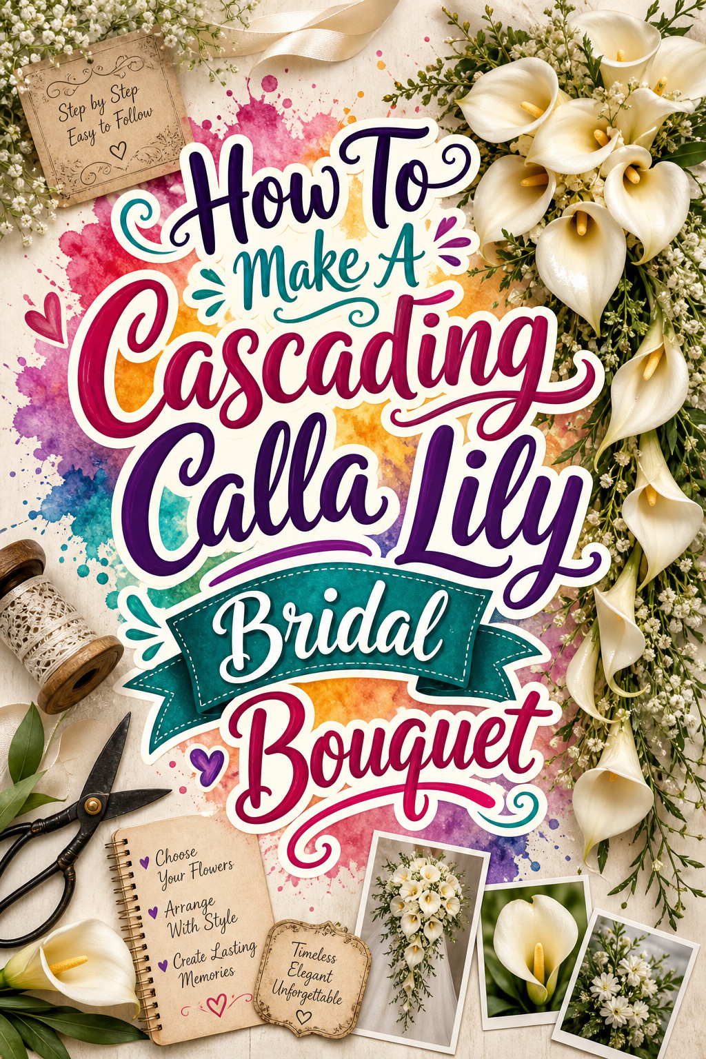 How To Make A Cascading Calla Lily Bridal Bouquet - Pinterest graphic