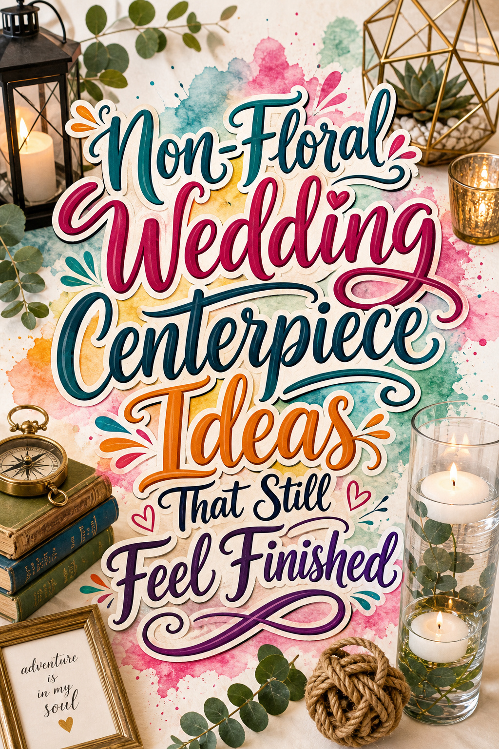 Pinterest graphic for non-floral wedding centerpiece ideas
