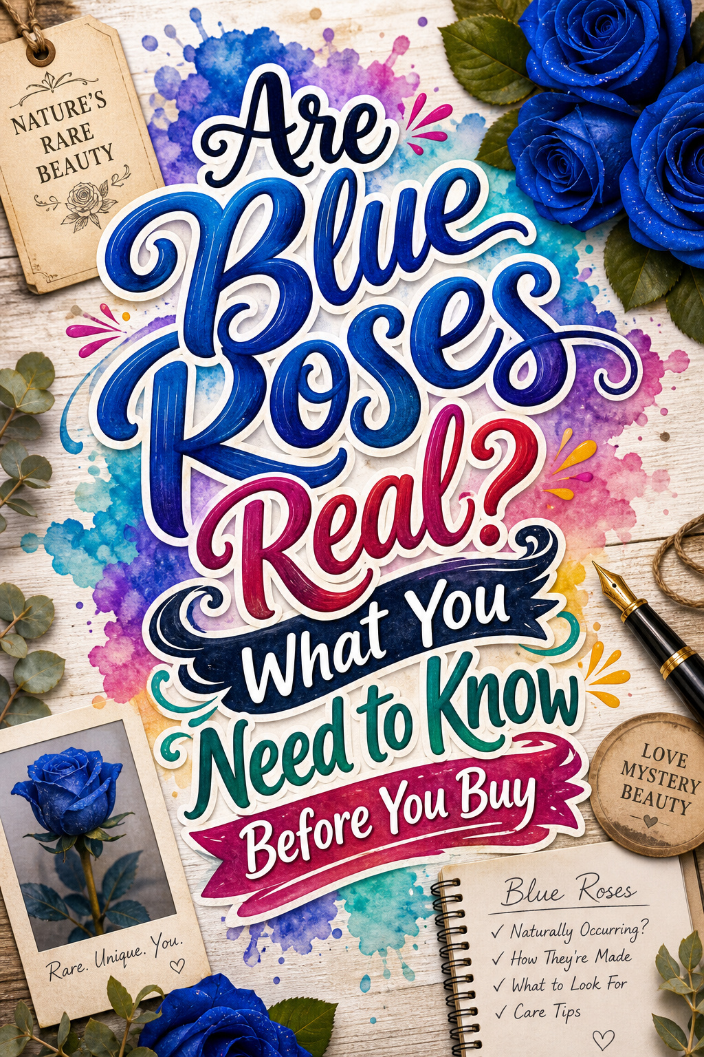 Pinterest graphic for are blue roses real