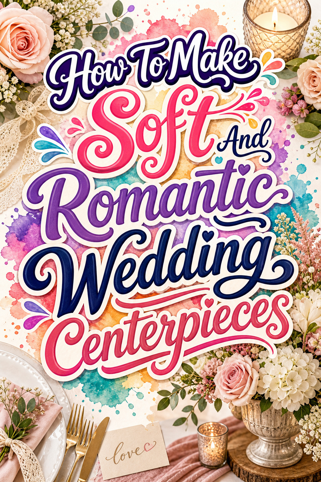 Pinterest graphic for how to make soft and romantic wedding centerpieces