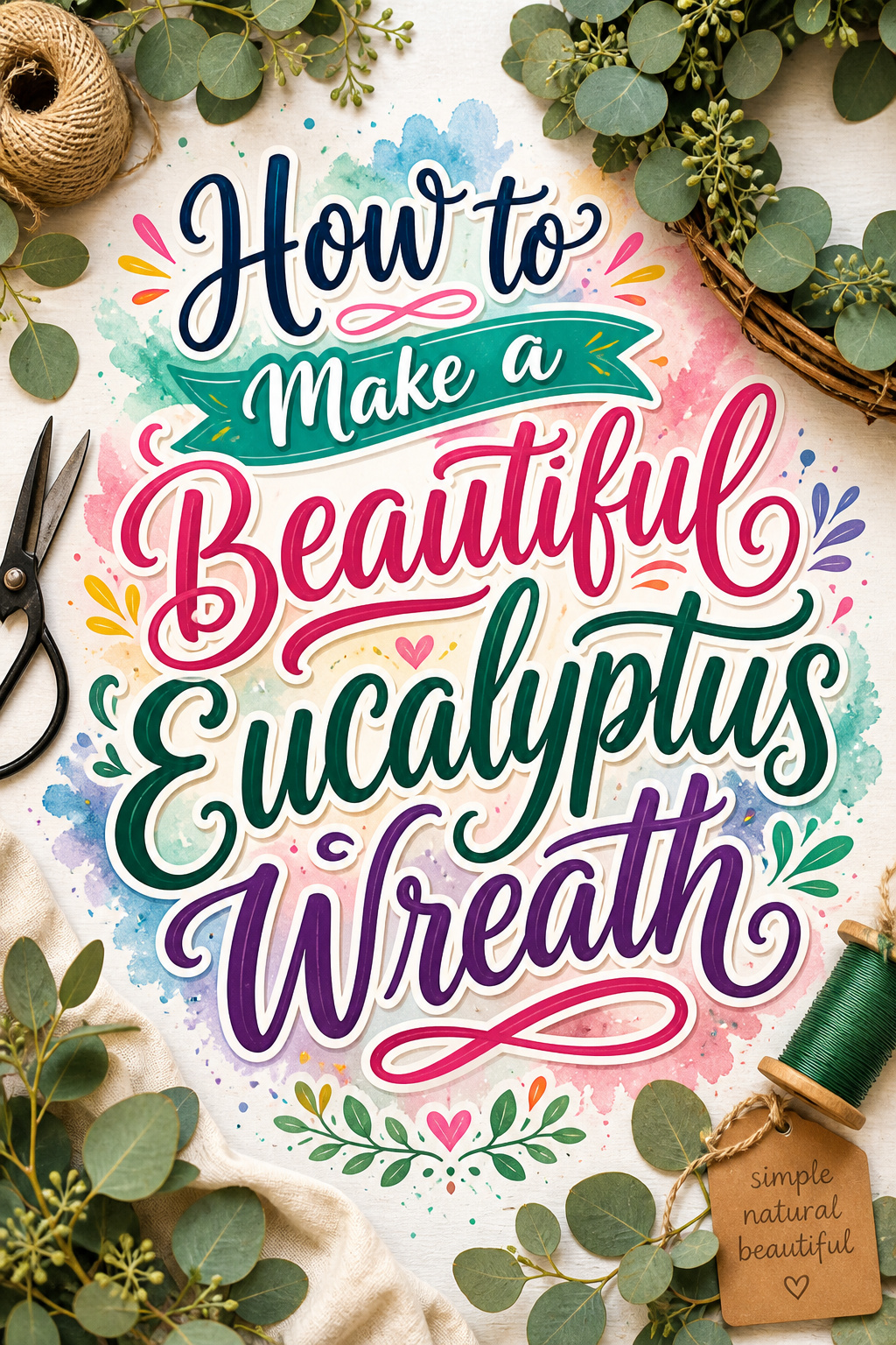 Pinterest graphic for how to make a beautiful eucalyptus wreath