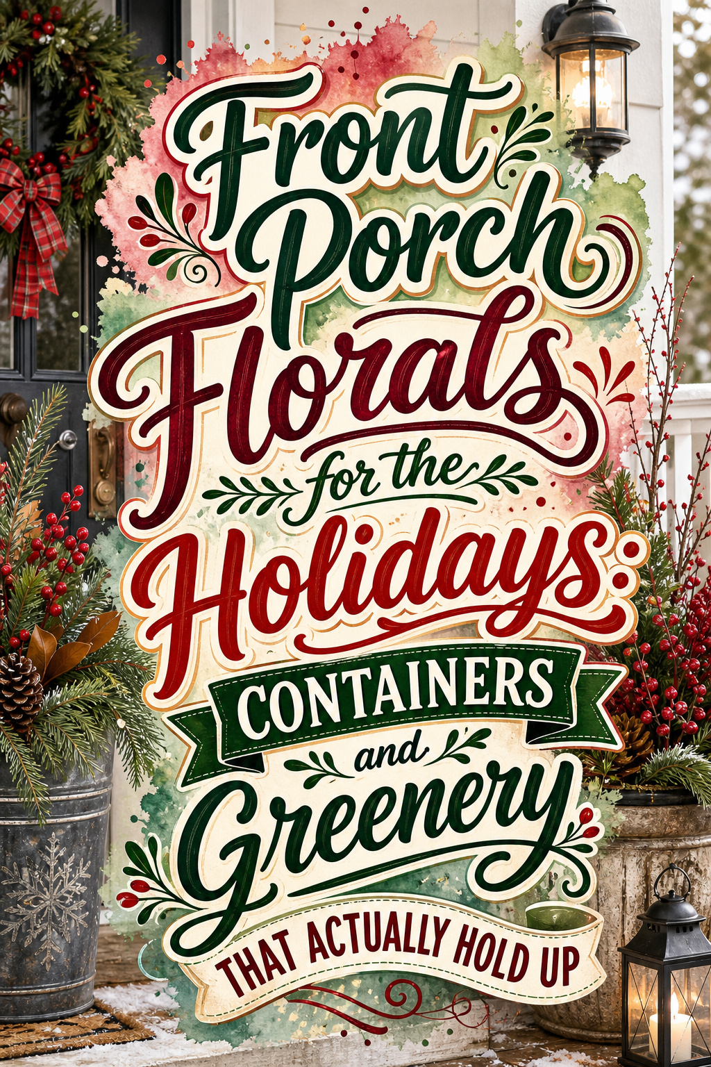 Pinterest graphic for Front Porch Florals for the Holidays