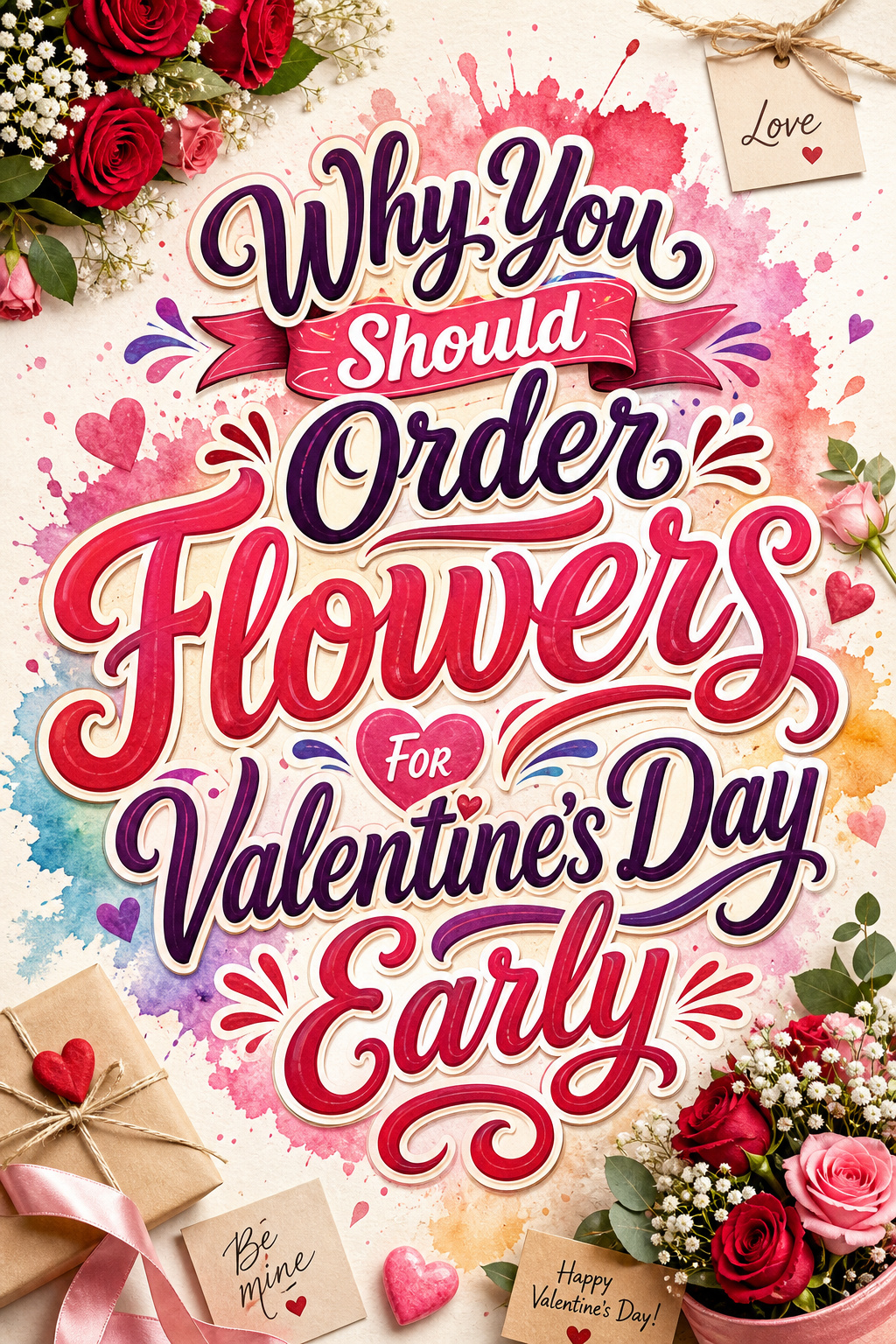 Pinterest graphic for why you should order flowers for Valentine's Day early