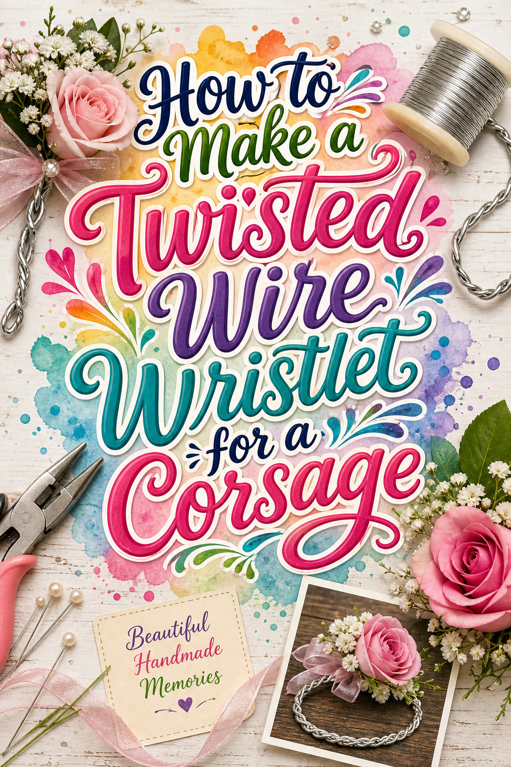 Pinterest graphic for how to make a twisted wire wristlet