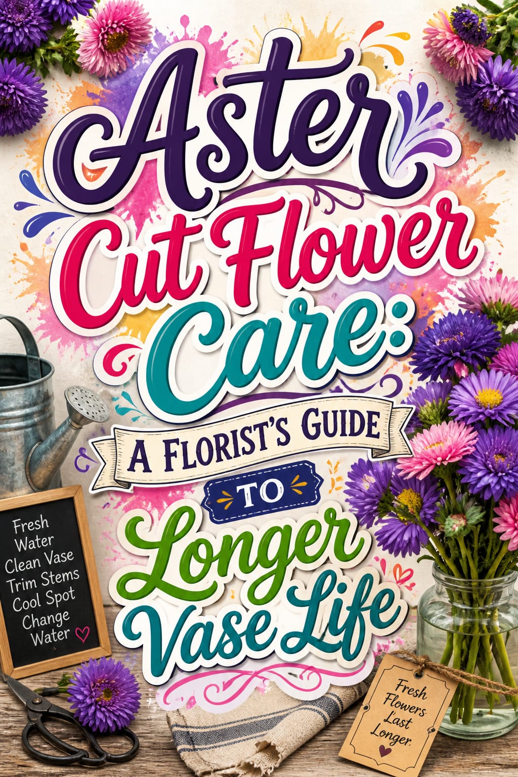 Pinterest graphic for Aster Cut Flower Care: A Florist's Guide to Longer Vase Life