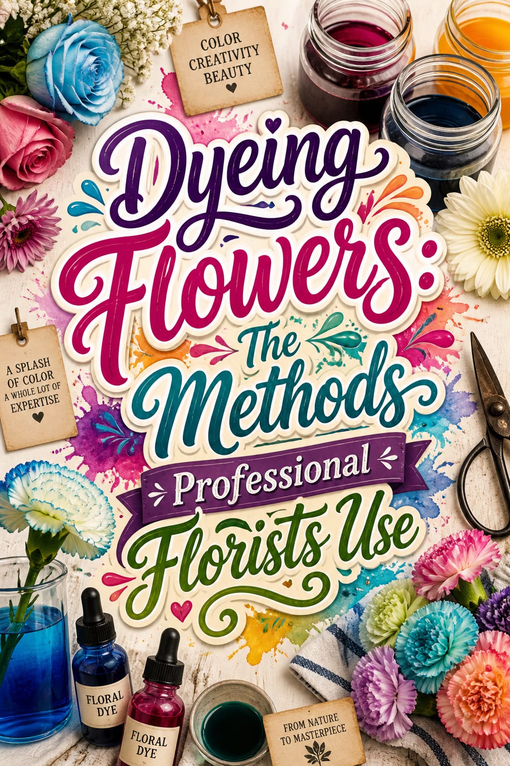 Pinterest graphic for Dyeing Flowers: The Methods Professional Florists Use