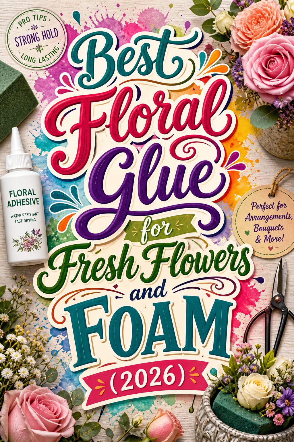 Pinterest graphic for Best Floral Glue for Fresh Flowers and Foam (2026)