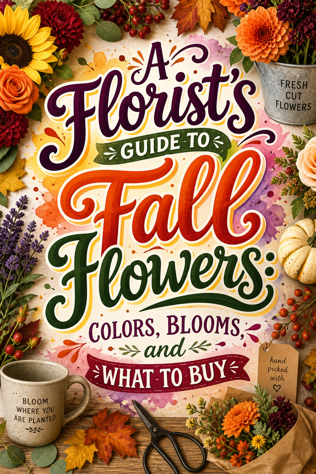 Pinterest graphic for a florist's guide to fall flowers