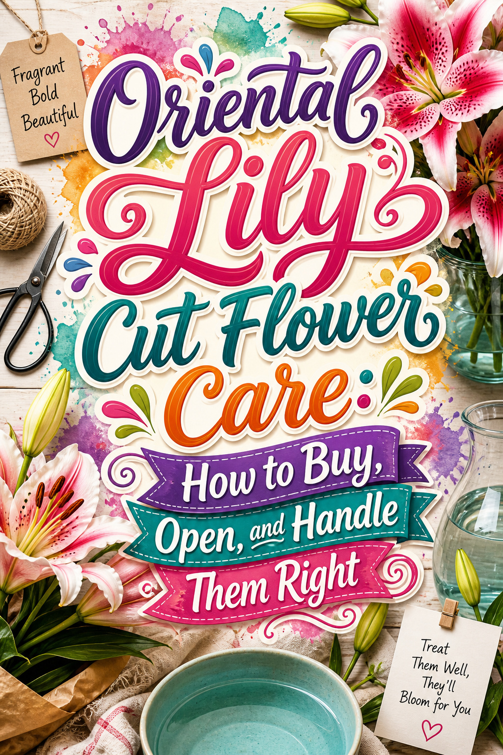 Pinterest graphic for Oriental lily cut flower care guide