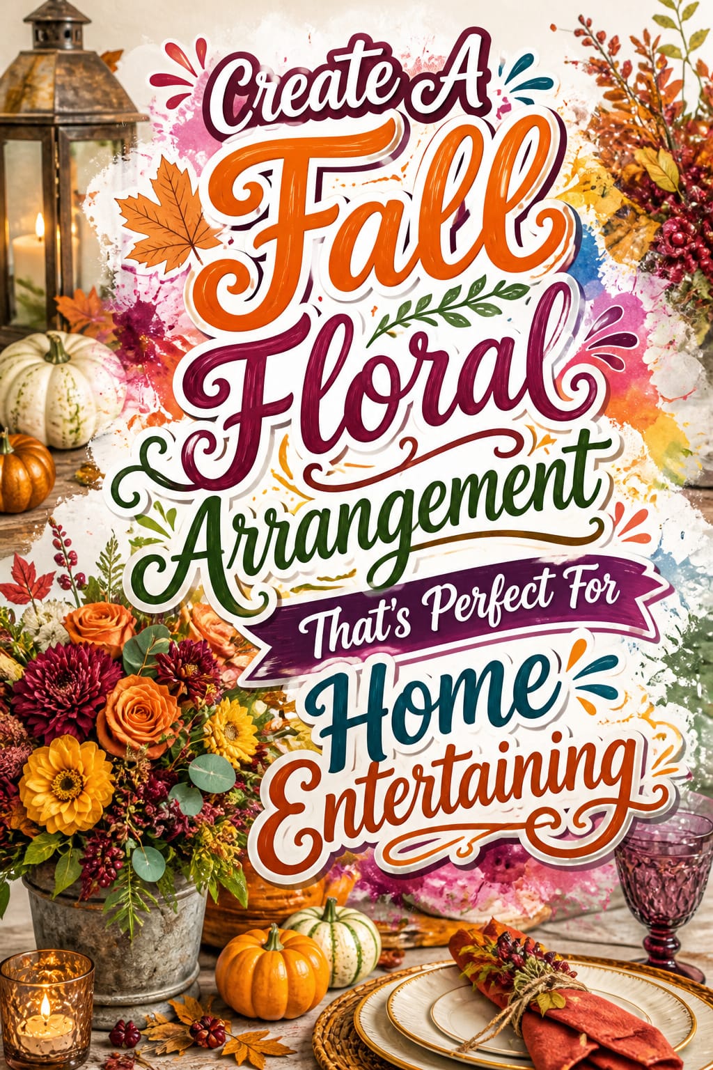 Pinterest graphic for Create a Fall Floral Arrangement That's Perfect for Home Entertaining