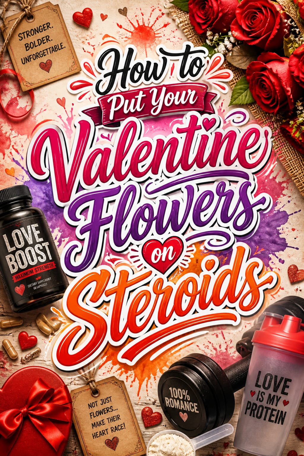 Pinterest graphic for How to Put Your Valentine Flowers on Steroids