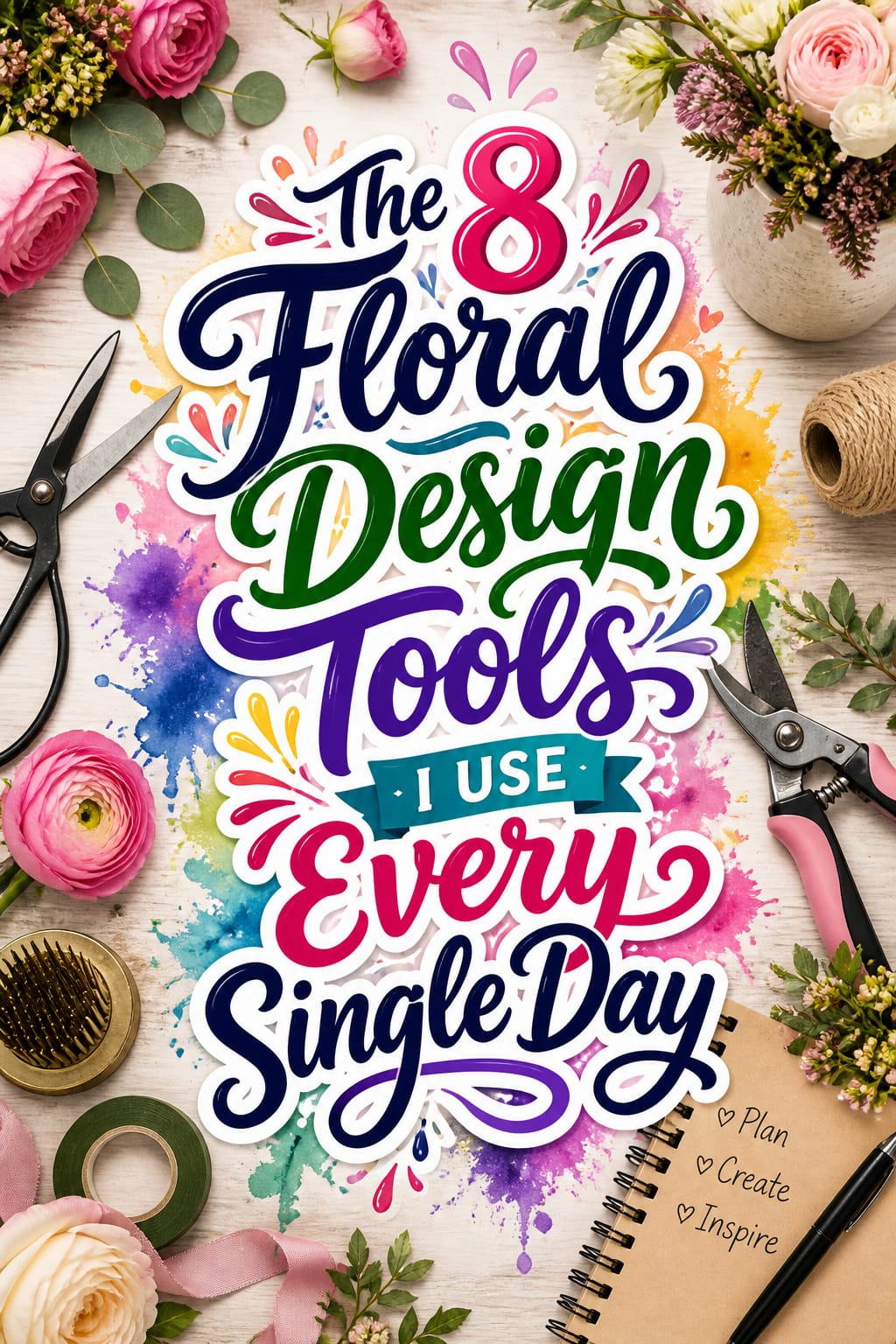 Pinterest graphic for The 8 Floral Design Tools I Use Every Single Day
