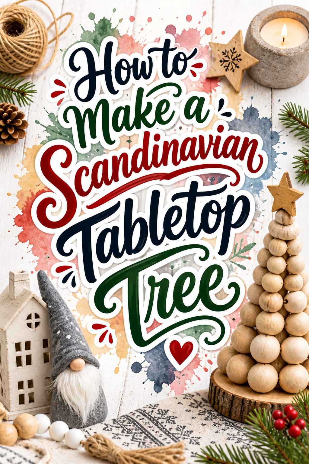 Pinterest graphic for How to Make a Scandinavian Tabletop Tree