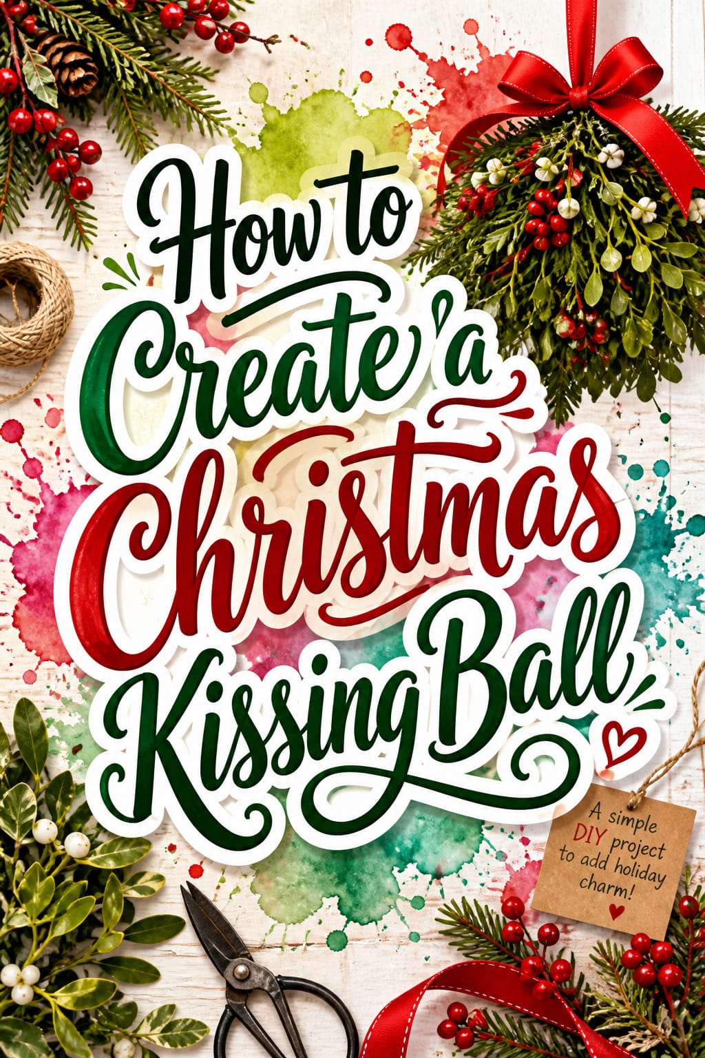 Pinterest pin for how to create a Christmas kissing ball