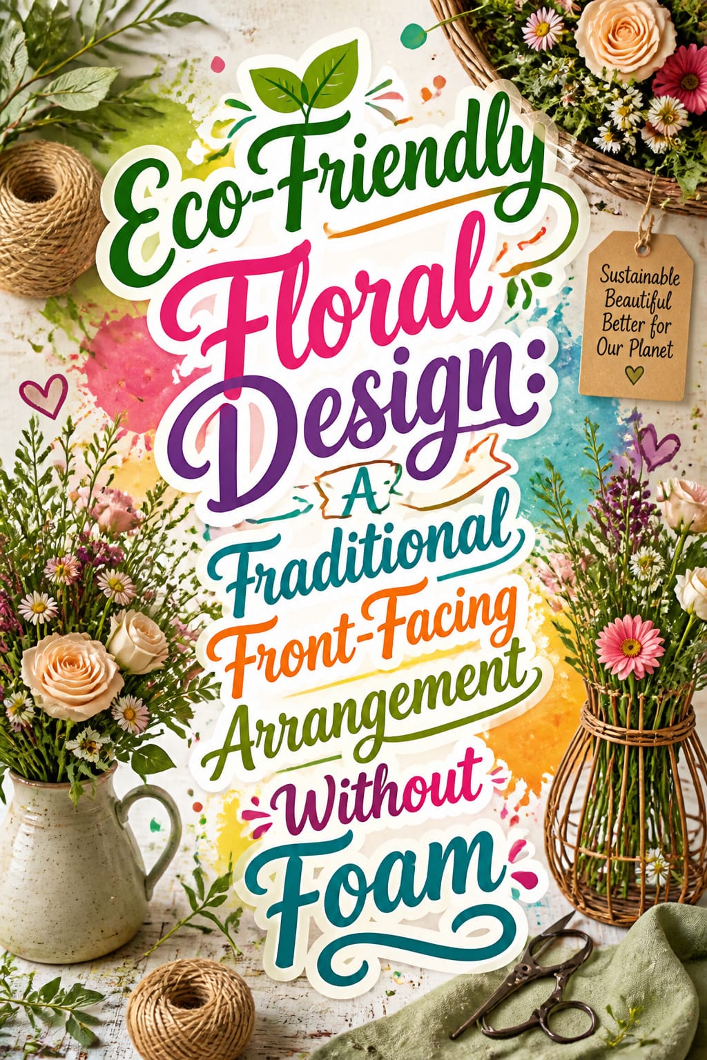 Pinterest graphic for Eco-Friendly Floral Design: A Traditional Front-Facing Arrangement Without Foam